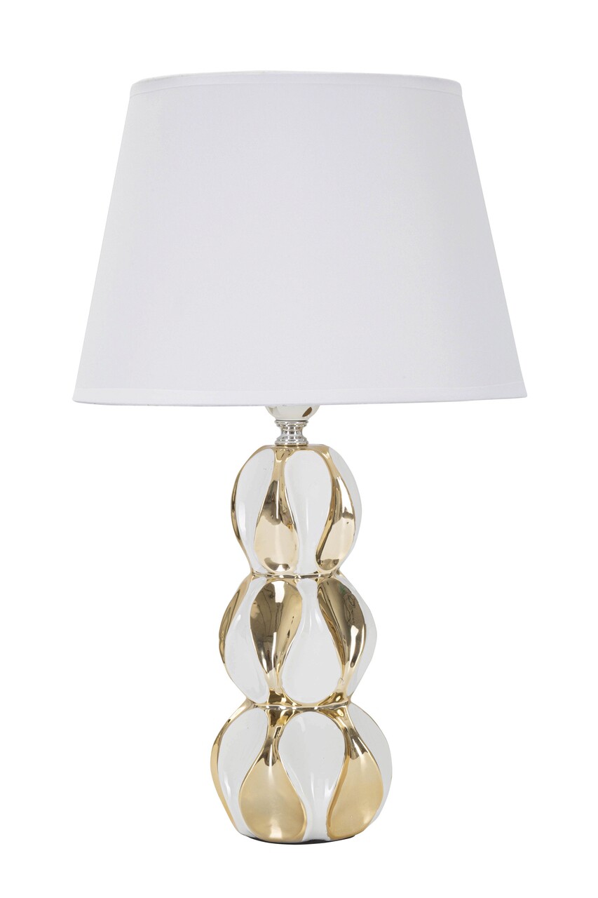 Lampa de masa, Glam Balls, Mauro Ferretti, 1 x E27, 40W, Ø28 x 46 cm, ceramica/fier/textil, alb/auriu - imagine 5